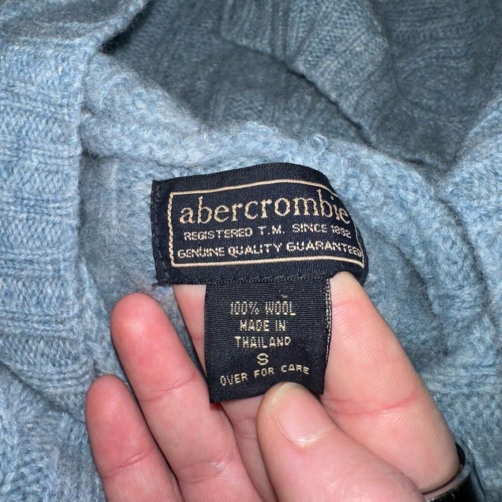 Abercrombie Kids 100% Wool Hooded Sweater Blue Gray Small Gently Worn - Picture 9 of 12